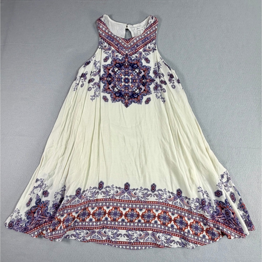 Skylar + Jade Womens Boho Paisley Mandala Halter Mini Dress XS White Blue‎ Red